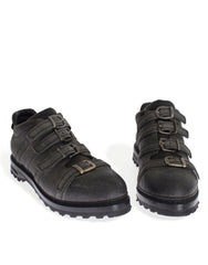 Dolce & Gabbana Stiefeletten aus grauem Leder mit Knöchelriemen