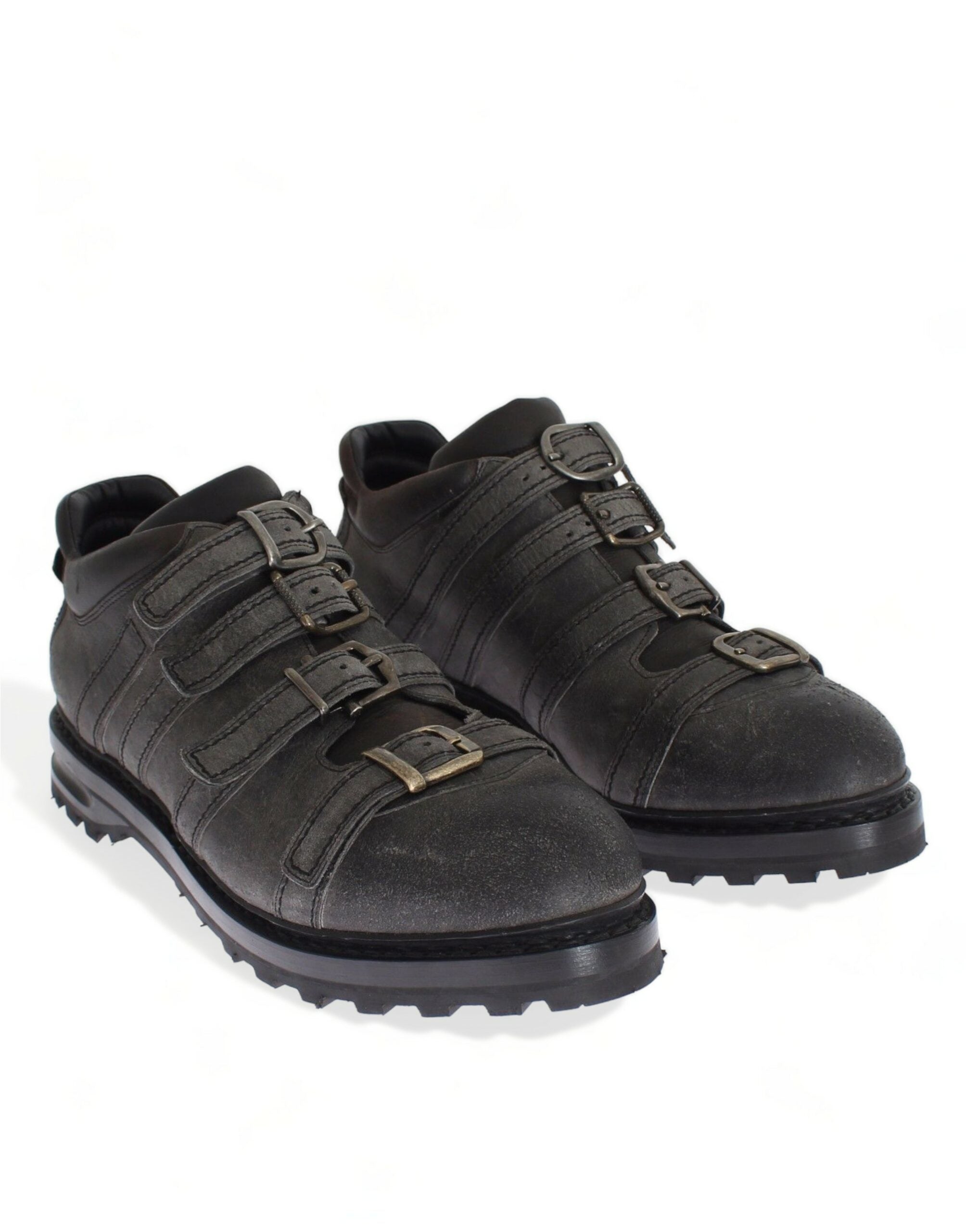 Dolce & Gabbana Stiefeletten aus grauem Leder mit Knöchelriemen