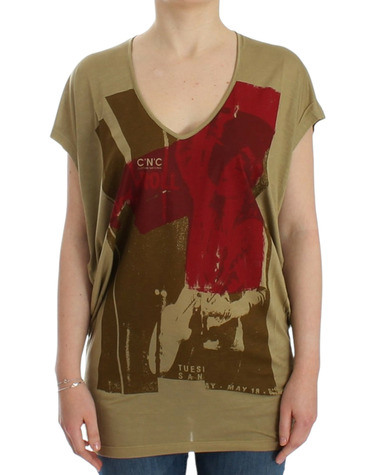 Costume National Grünes, kurzärmliges T-Shirt mit Aufdruck