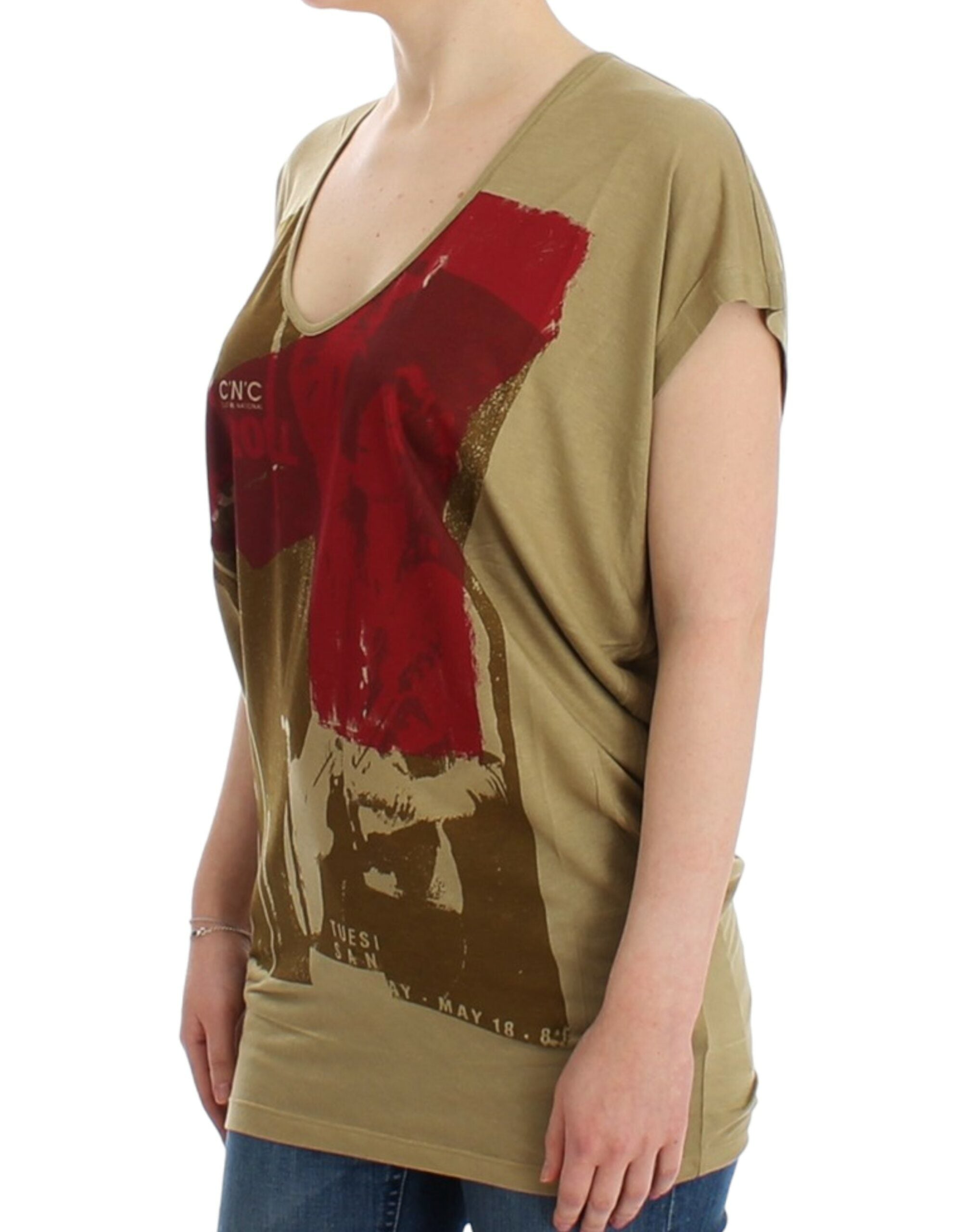 Costume National Grünes, kurzärmliges T-Shirt mit Aufdruck