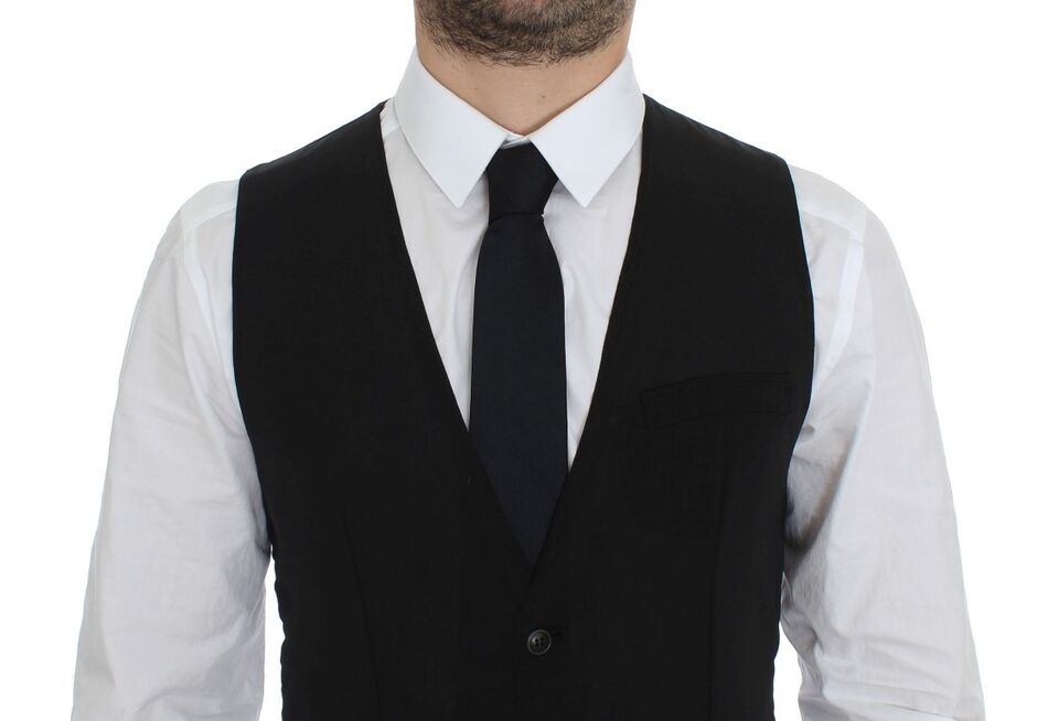 Dolce & Gabbana Schwarze elegante Weste aus Wolle