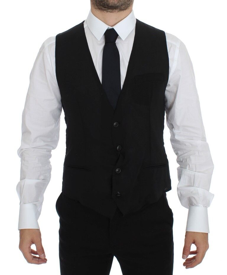 Dolce & Gabbana Schwarze elegante Weste aus Wolle