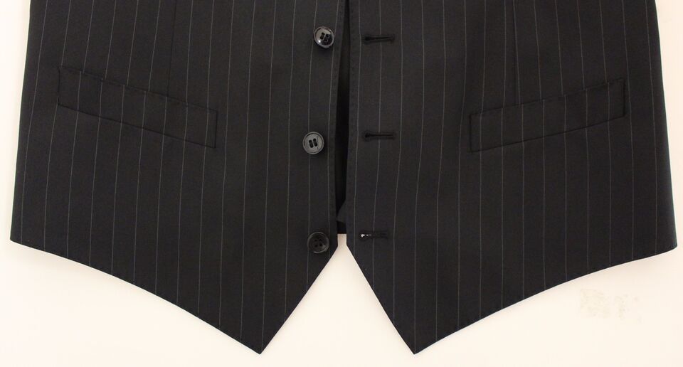 Dolce & Gabbana Schwarze gestreifte Weste aus Wolle und Seide