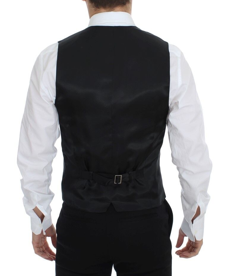 Dolce & Gabbana Schwarze gestreifte Weste aus Wolle und Seide