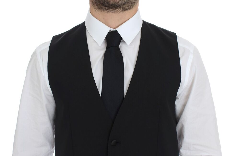 Dolce & Gabbana Schwarzes Kleid aus Wolle, Seide und Stretch