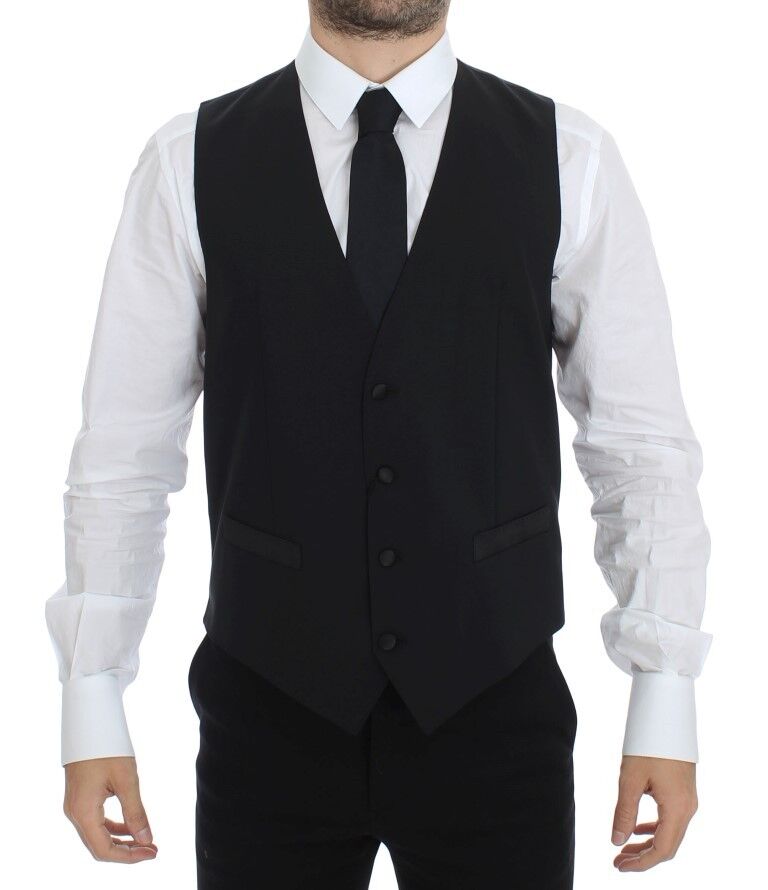 Dolce & Gabbana Schwarzes Kleid aus Wolle, Seide und Stretch
