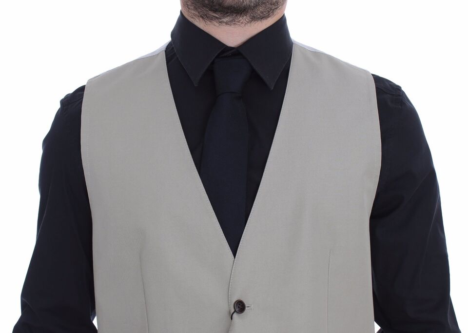 Dolce & Gabbana Beige Katoen Zijde Mix Jurk Gilet Blazer