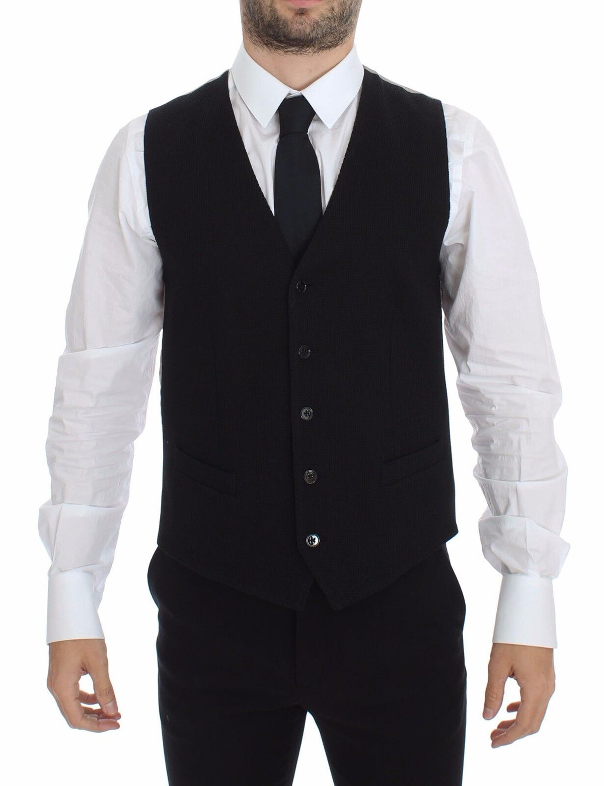 Dolce & Gabbana Schwarze Baumwollkleidweste Blazer Jacke