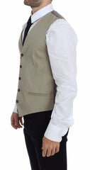 Dolce & Gabbana Beige Baumwoll-Kleid Weste Blazer Jacke
