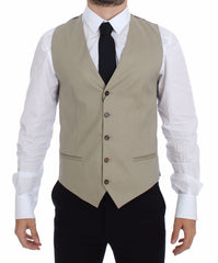 Dolce & Gabbana Beige Baumwoll-Kleid Weste Blazer Jacke