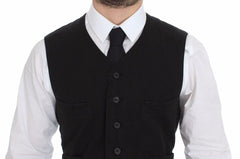 Dolce & Gabbana Zwart Linnen Katoenen Jurk Vest Blazer