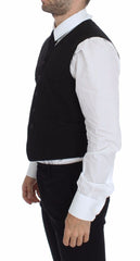 Dolce & Gabbana Zwart Linnen Katoenen Jurk Vest Blazer