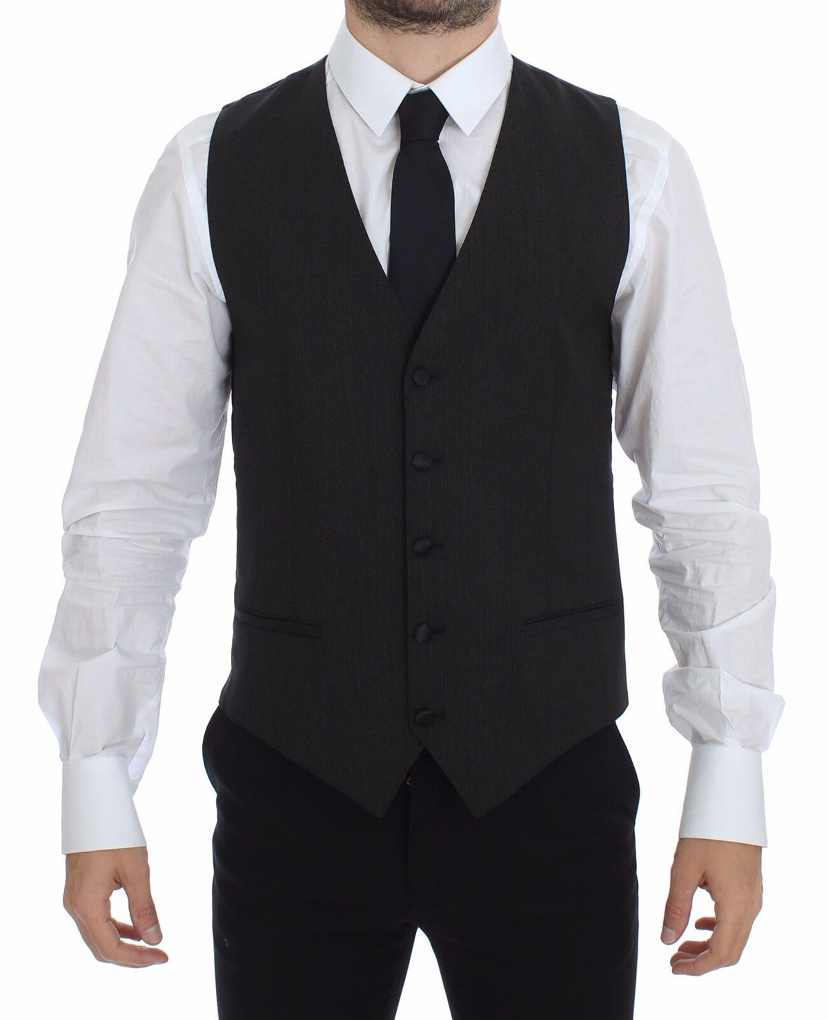 Dolce & Gabbana Grauer Wollstretch-Kleidungs-Westen-Blazer