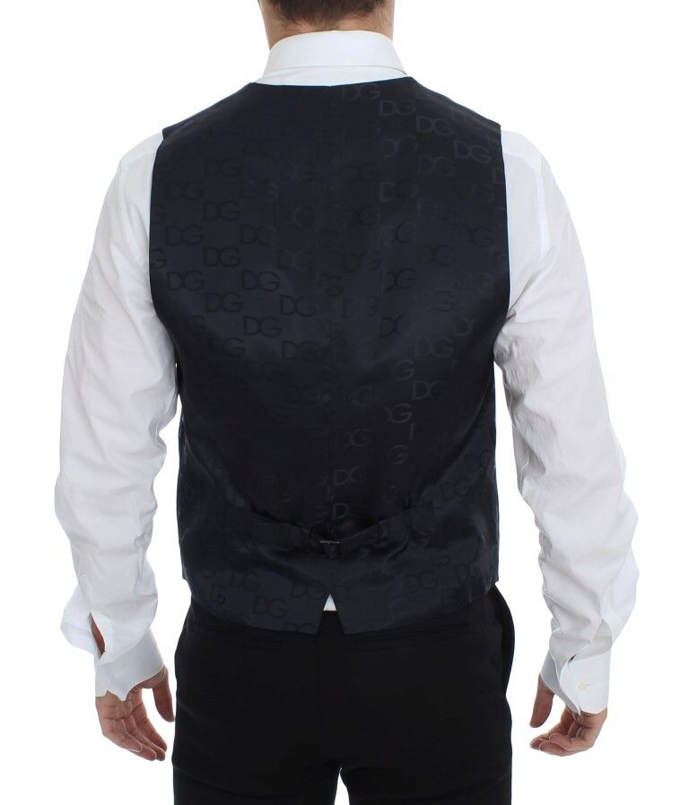 Dolce & Gabbana Blauer Baumwoll-Stretch-Kleid-Westen-Blazer