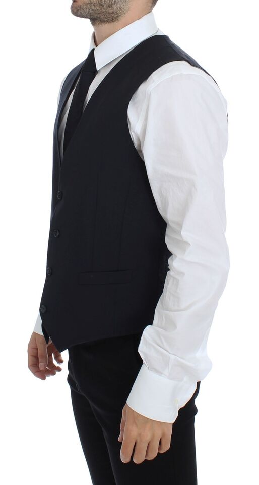 Dolce & Gabbana Blauer Baumwoll-Stretch-Kleid-Westen-Blazer