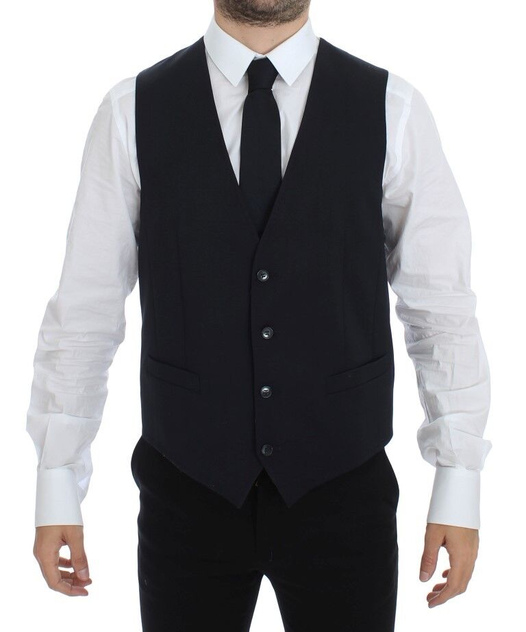 Dolce & Gabbana Blauer Baumwoll-Stretch-Kleid-Westen-Blazer