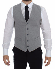 Dolce & Gabbana Grijs Katoenen Stretch Jurk Vest Blazer