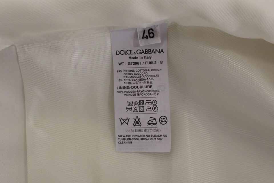 Dolce & Gabbana Weiße Baumwollseide-Kleid Weste Blazer