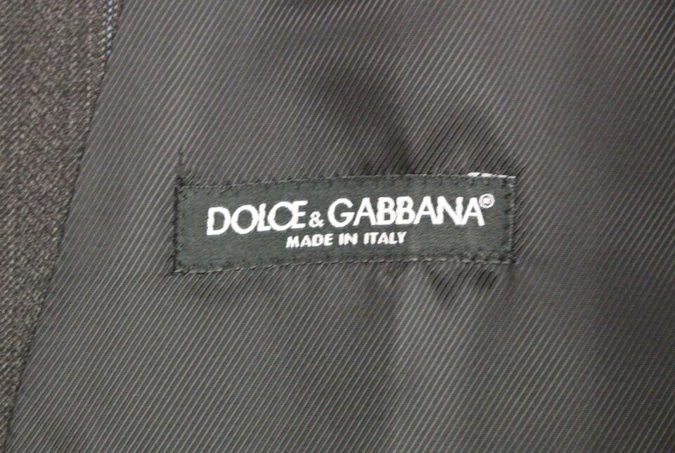 Dolce & Gabbana Grau Gestreifte Woll-Logo-Weste Gilet Weste