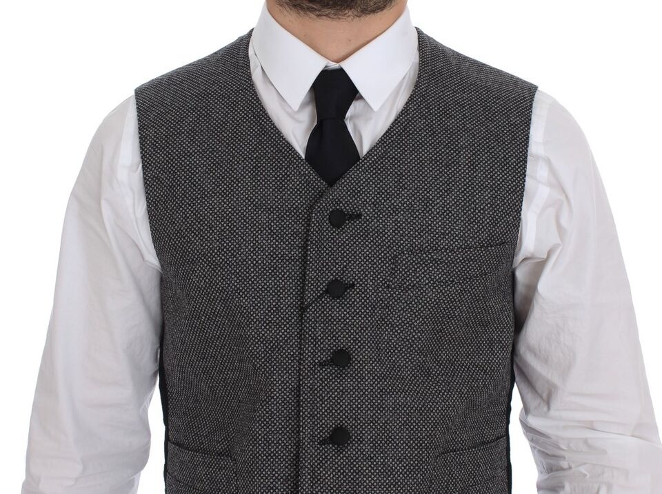 Dolce & Gabbana Graue Weste aus Baumwollmischgewebe mit Logo