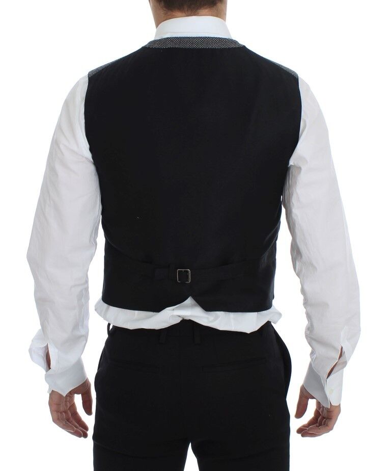 Dolce & Gabbana Graue Weste aus Baumwollmischgewebe mit Logo