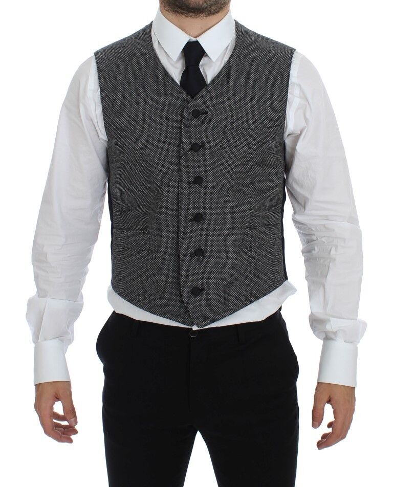 Dolce & Gabbana Graue Weste aus Baumwollmischgewebe mit Logo