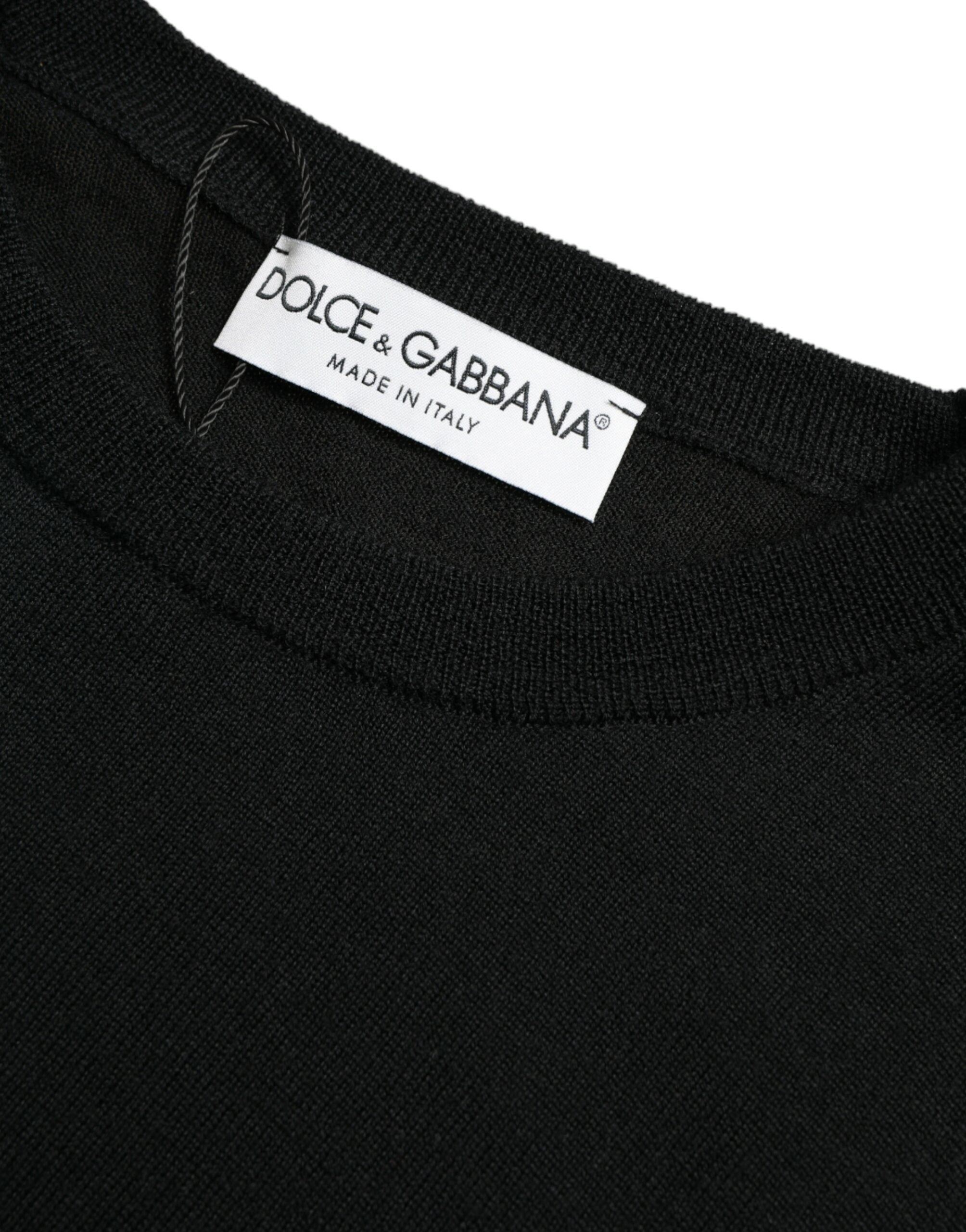 Dolce & Gabbana Schwarzer Rundhals-Pullover aus Wolle
