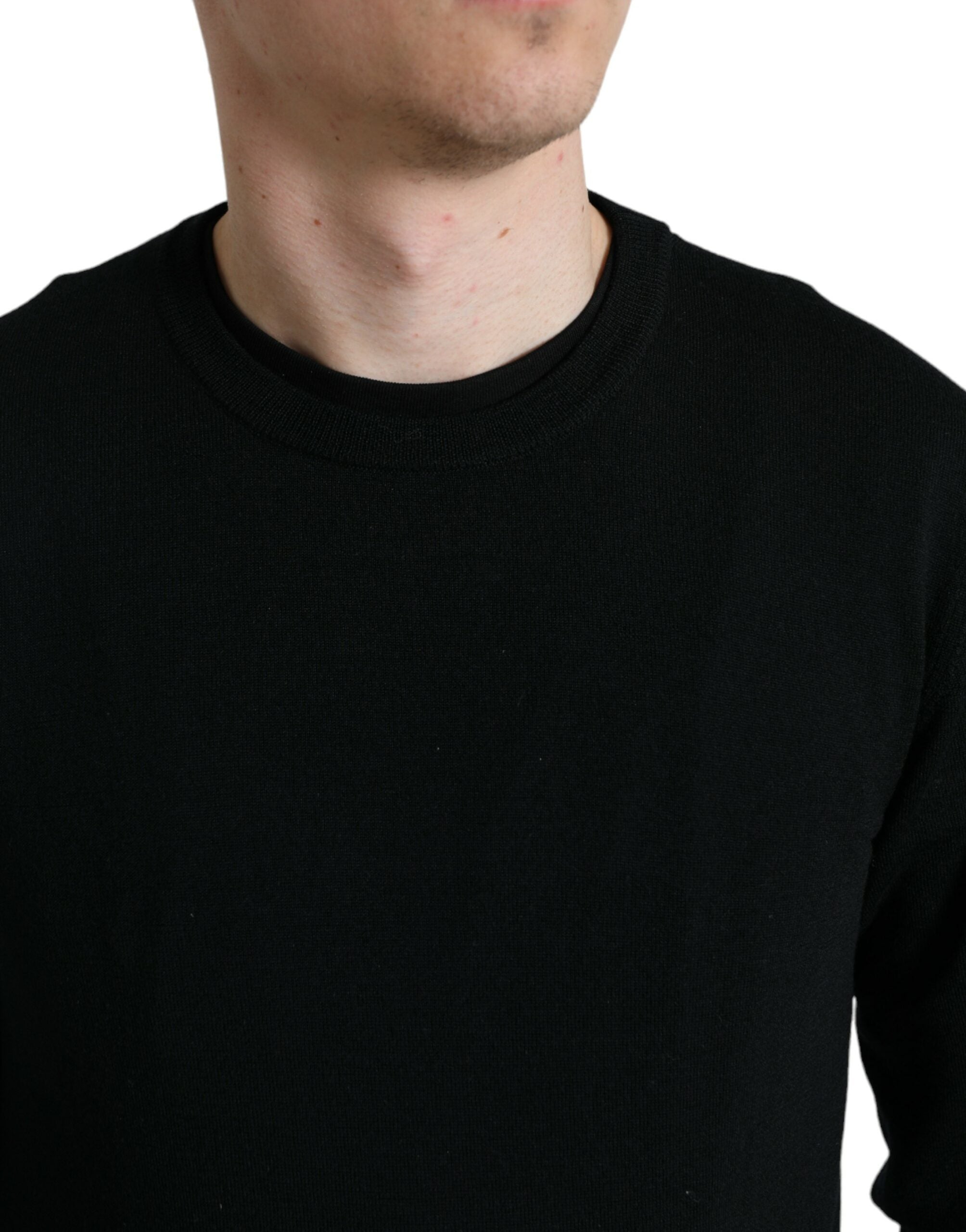 Dolce & Gabbana Schwarzer Rundhals-Pullover aus Wolle