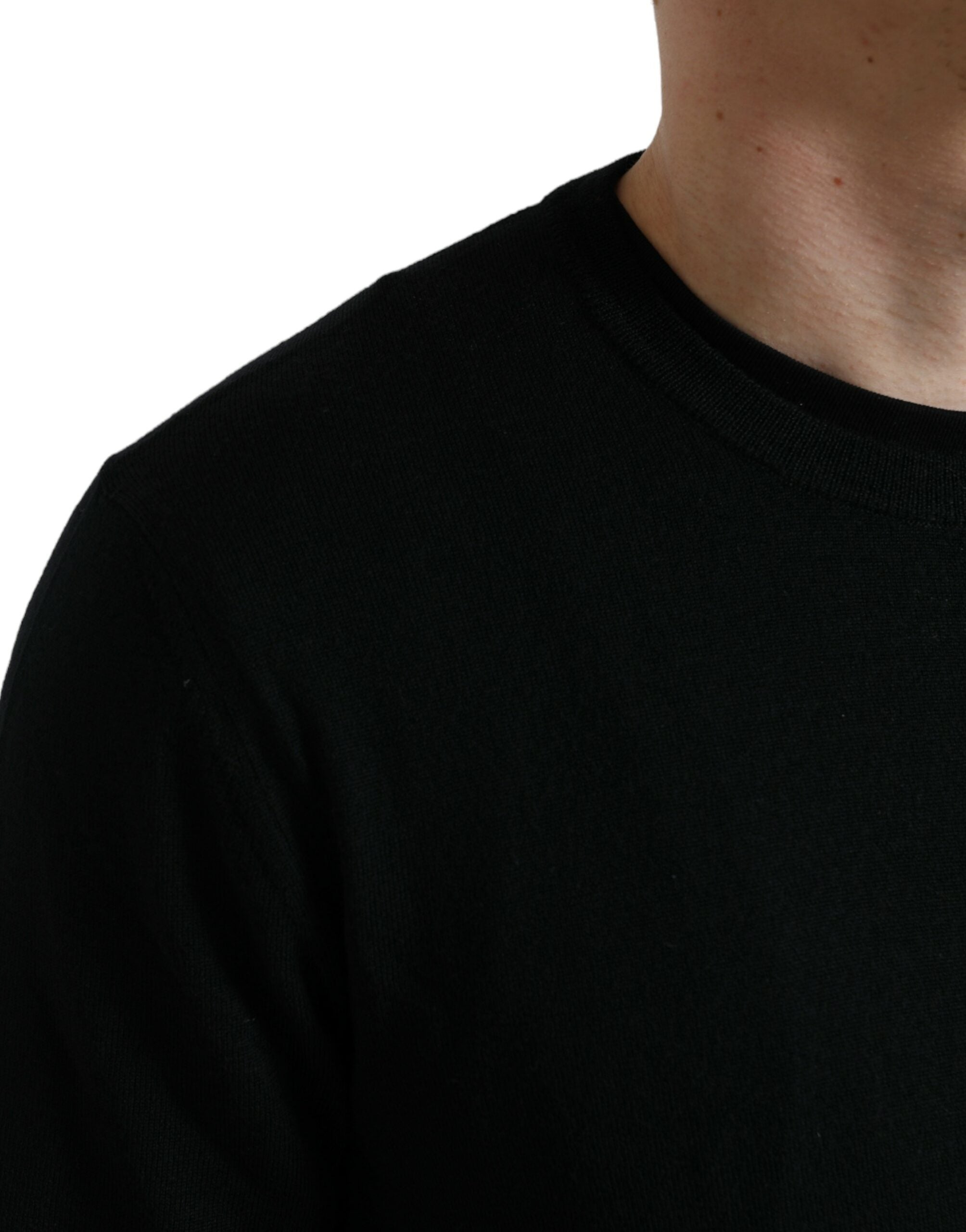 Dolce & Gabbana Schwarzer Rundhals-Pullover aus Wolle