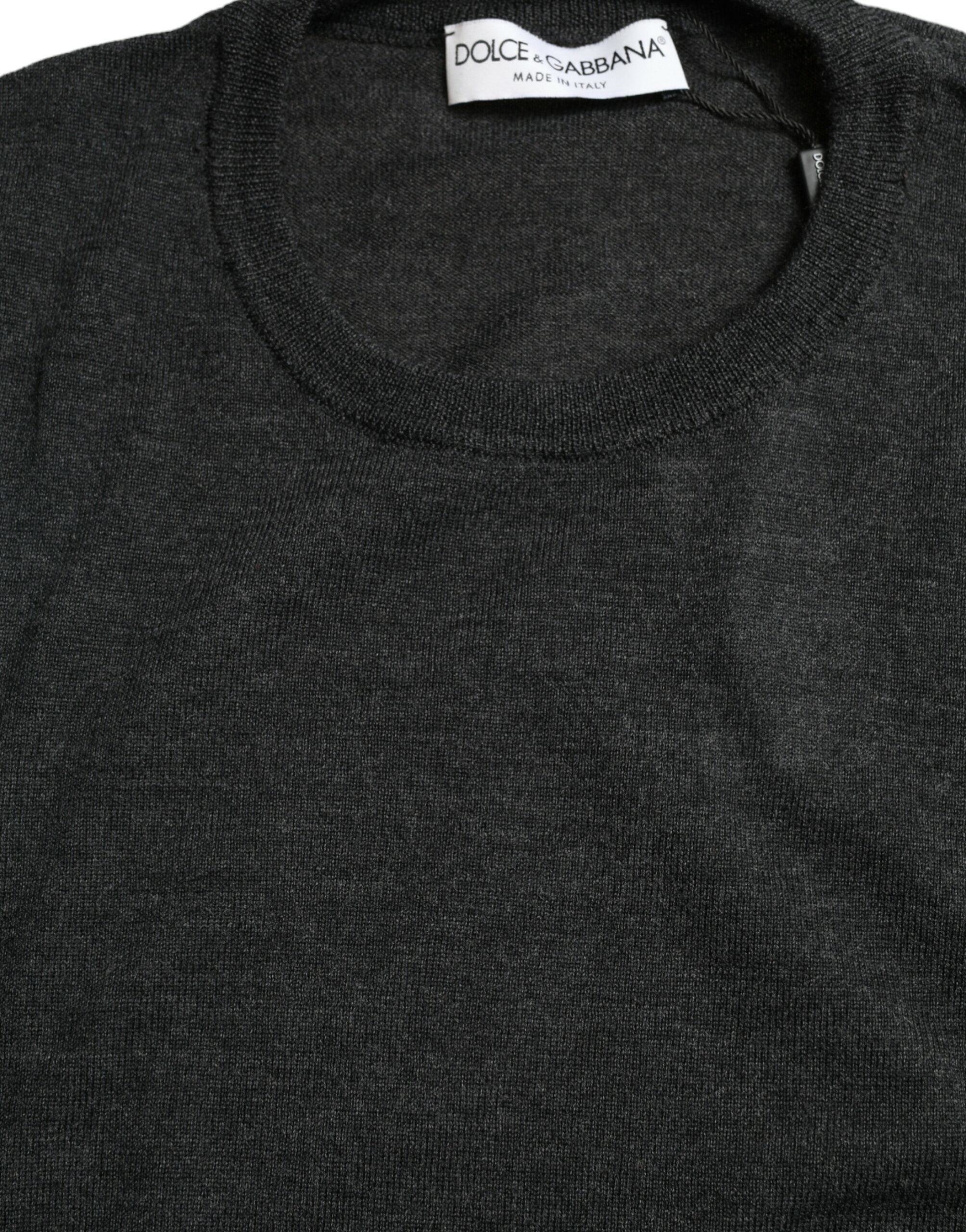 Dolce & Gabbana Grijs Wollen Ronde Hals Pullover Trui