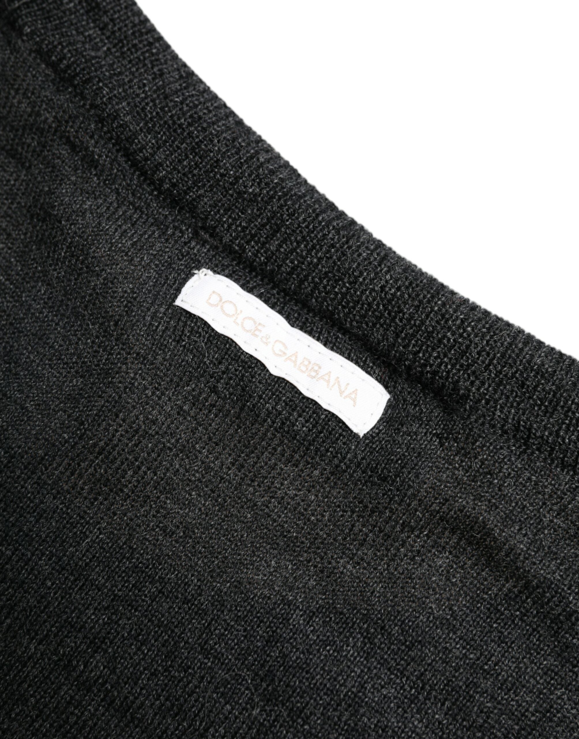 Dolce & Gabbana Grijs Wollen Ronde Hals Pullover Trui