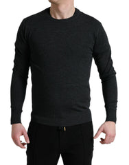 Dolce & Gabbana Grijs Wollen Ronde Hals Pullover Trui