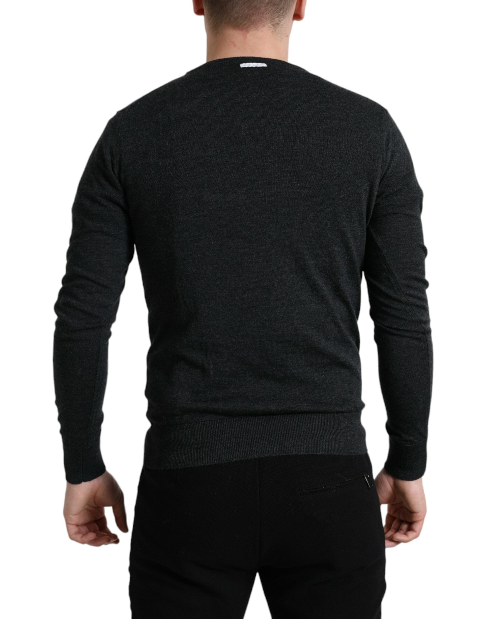 Dolce & Gabbana Grijs Wollen Ronde Hals Pullover Trui