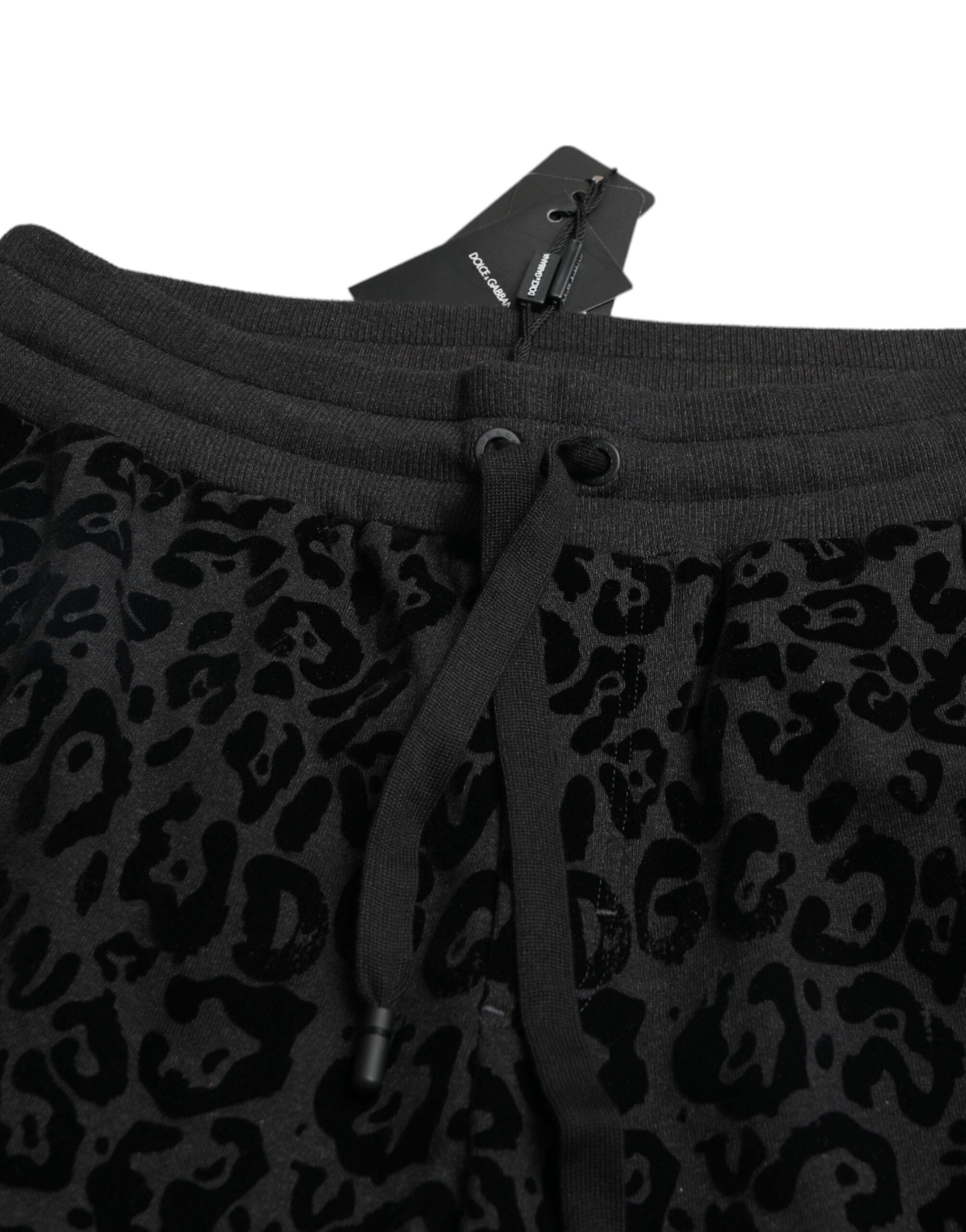 Dolce & Gabbana Zwarte Katoenen Luipaard Slim Fit Joggingbroek