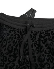Dolce & Gabbana Zwarte Katoenen Luipaard Slim Fit Joggingbroek