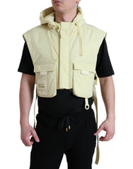 Dolce & Gabbana Geel Nylon Mouwloos Sportief Vest met Capuchon