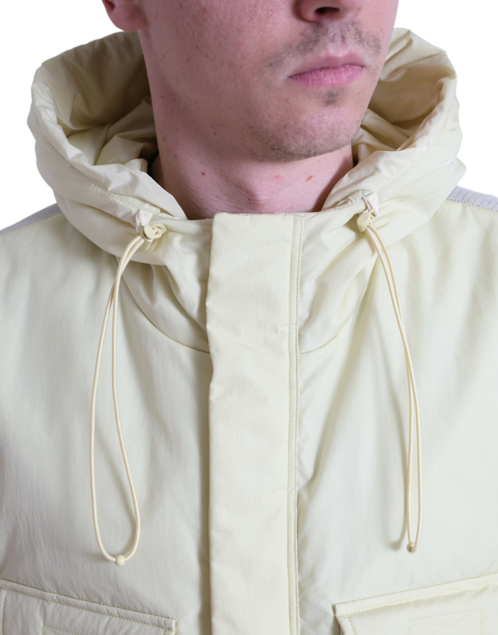 Dolce & Gabbana Geel Nylon Mouwloos Sportief Vest met Capuchon