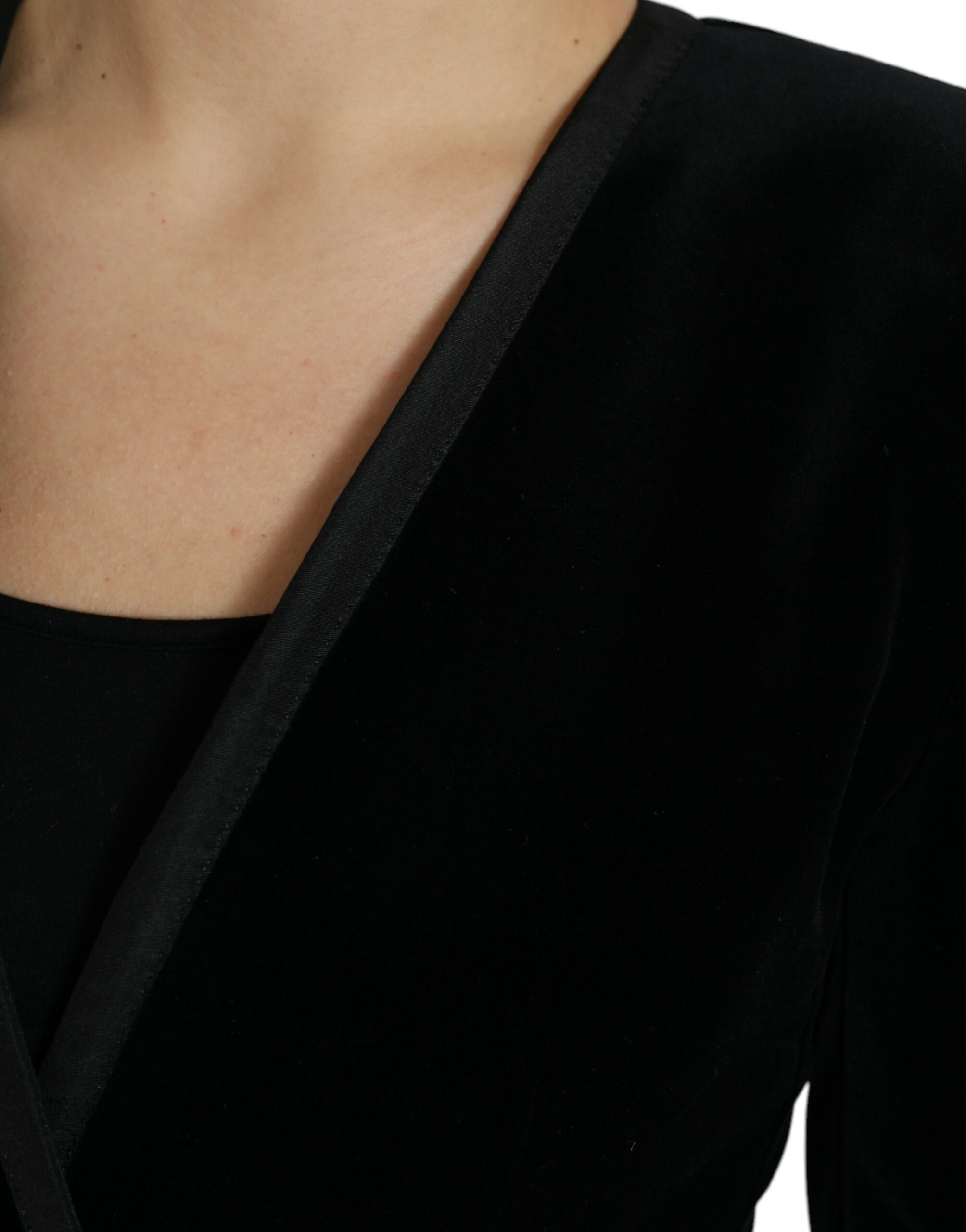 Dolce & Gabbana Zwart Fluweel Katoen Double Breasted Jasje