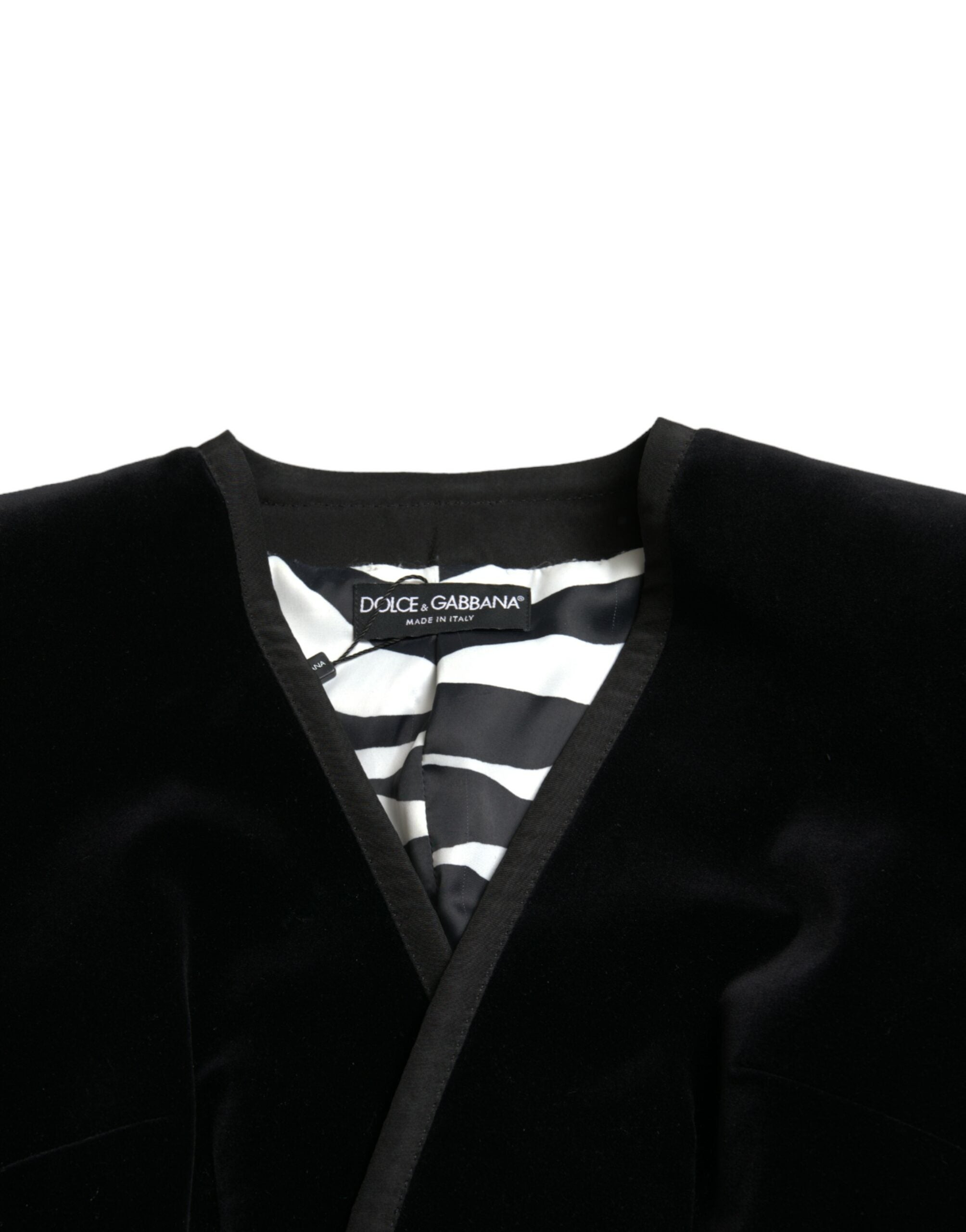 Dolce & Gabbana Zwart Fluweel Katoen Double Breasted Jasje
