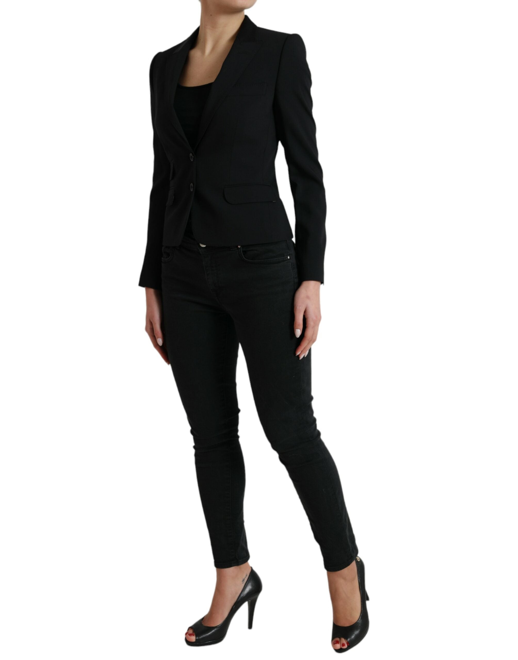 Dolce & Gabbana Zwarte Wollen Single Breasted Blazer Jas
