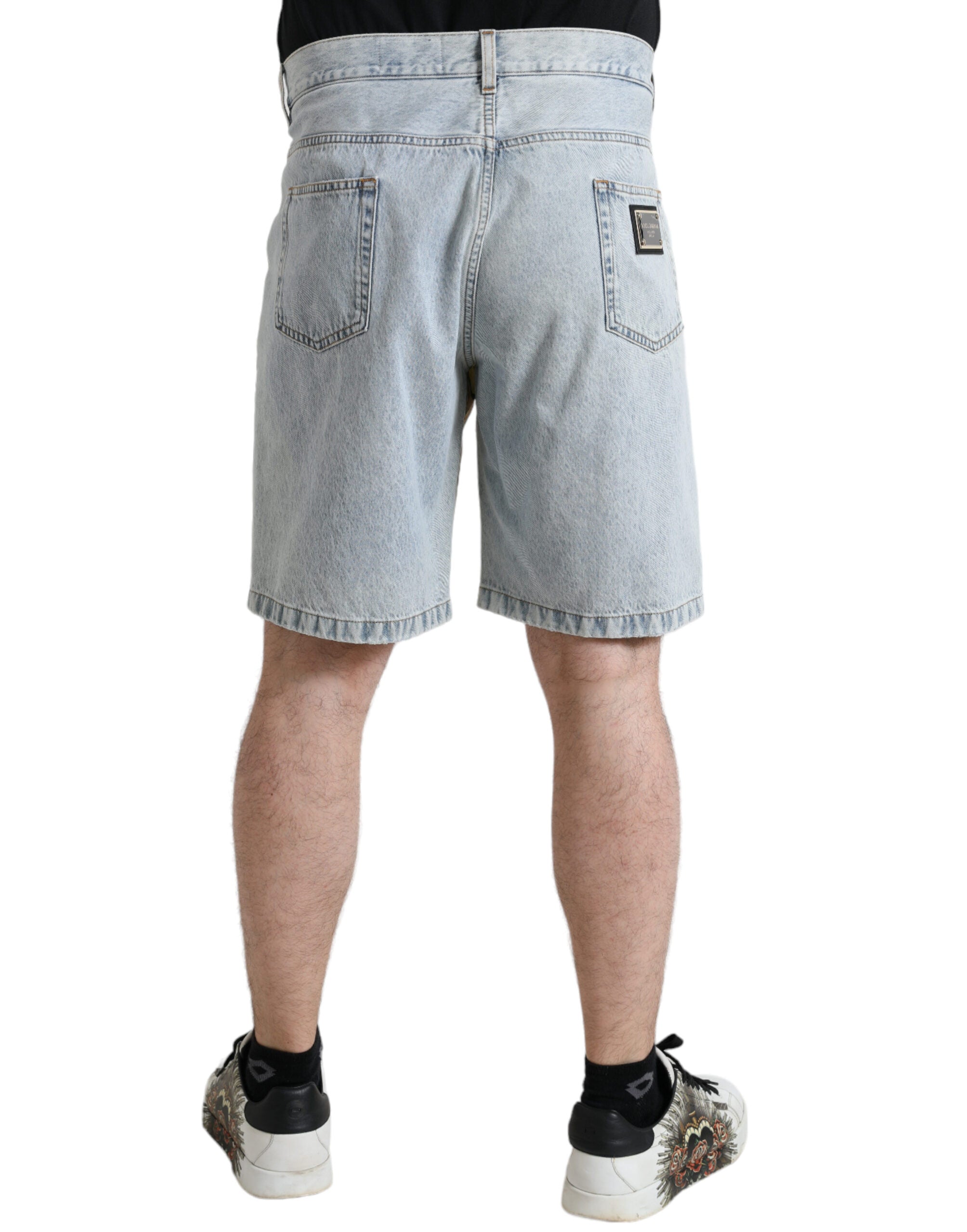 Dolce & Gabbana Denim-Bermudashorts mit mehrfarbigem Blumenmuster