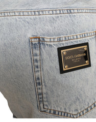 Dolce & Gabbana Denim-Bermudashorts mit mehrfarbigem Blumenmuster