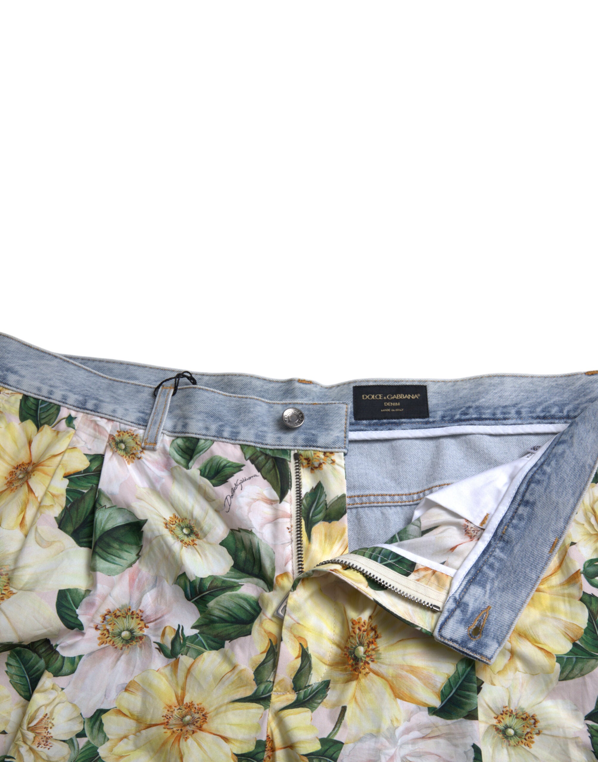 Dolce & Gabbana Denim-Bermudashorts mit mehrfarbigem Blumenmuster