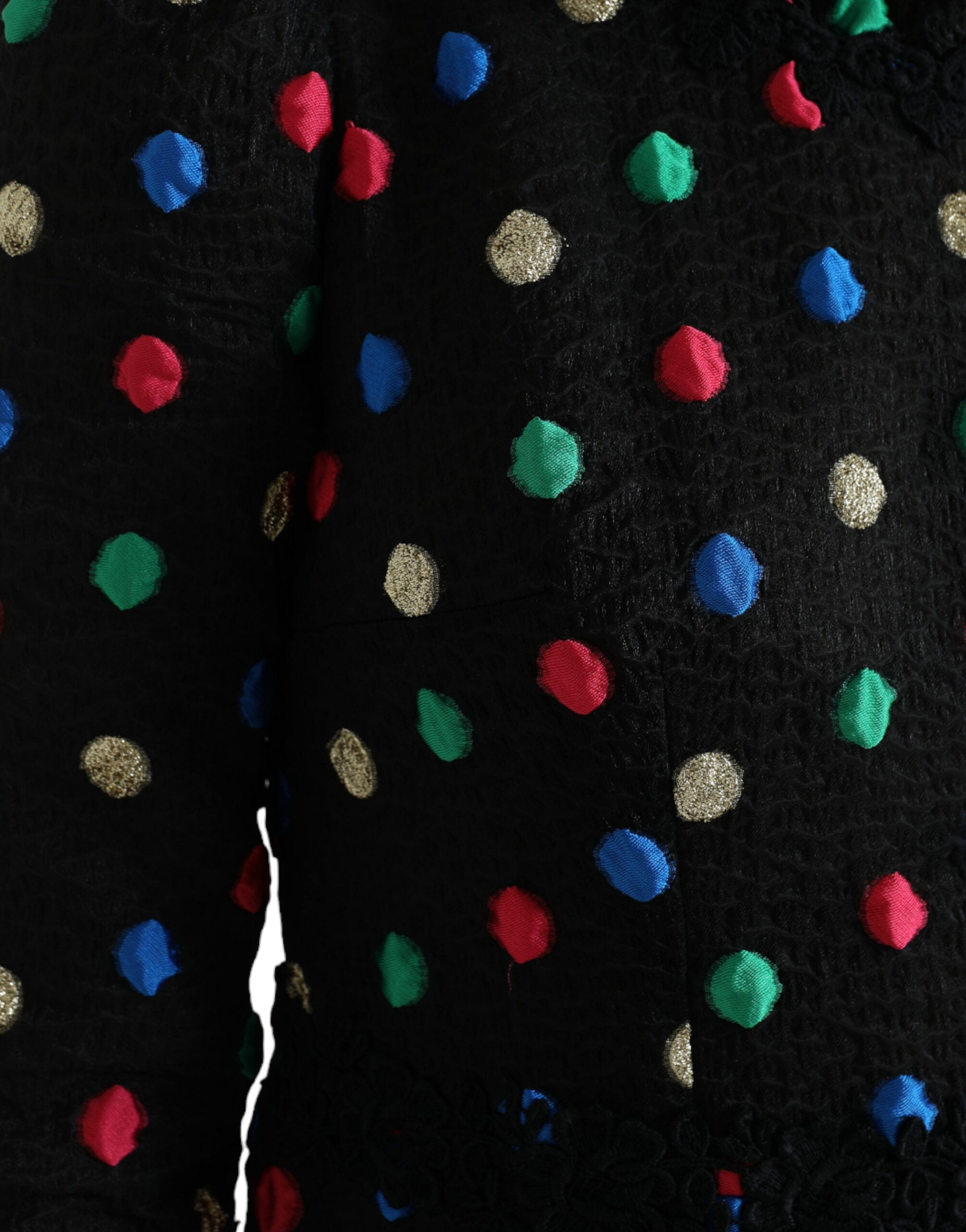 Dolce & Gabbana Schwarzes gepunktetes Baumwoll-Midikleid mit Rüschen