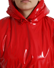 Dolce & Gabbana Glanzend Rood Kort Jasje met Capuchon