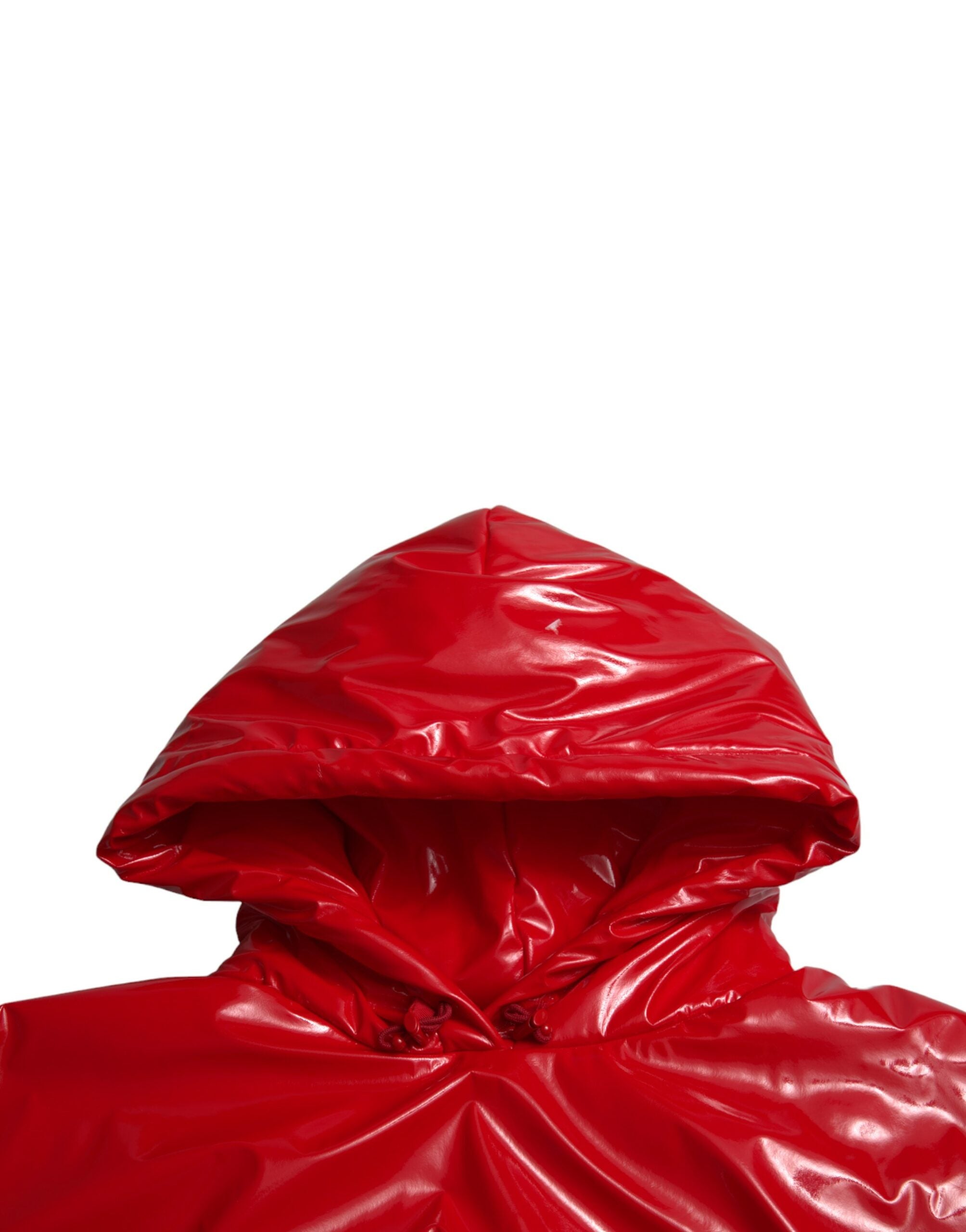 Dolce & Gabbana Glanzend Rood Kort Jasje met Capuchon