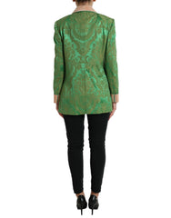 Dolce & Gabbana grüner doppelreihiger Mantel mit Blumenmuster