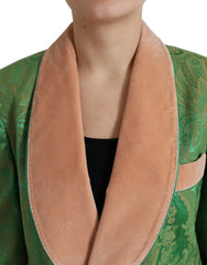 Dolce & Gabbana grüner doppelreihiger Mantel mit Blumenmuster