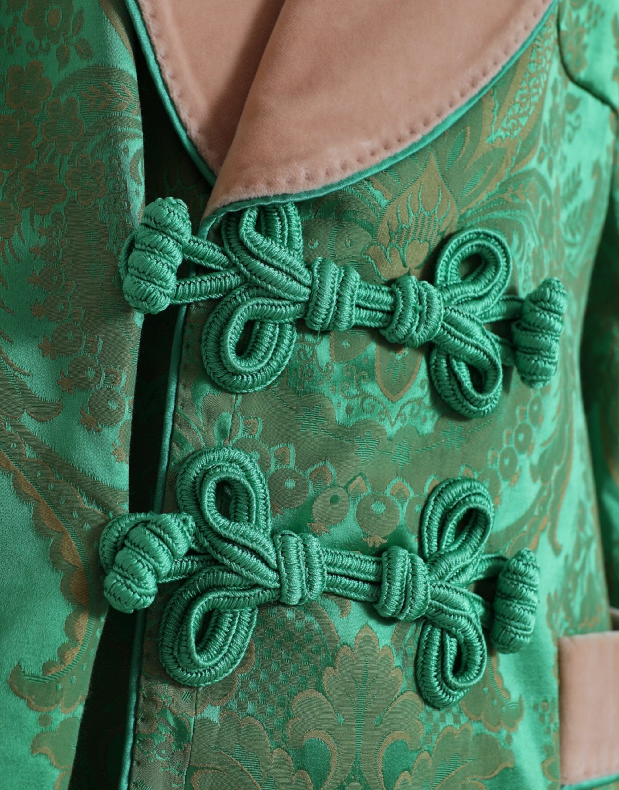 Dolce & Gabbana grüner doppelreihiger Mantel mit Blumenmuster