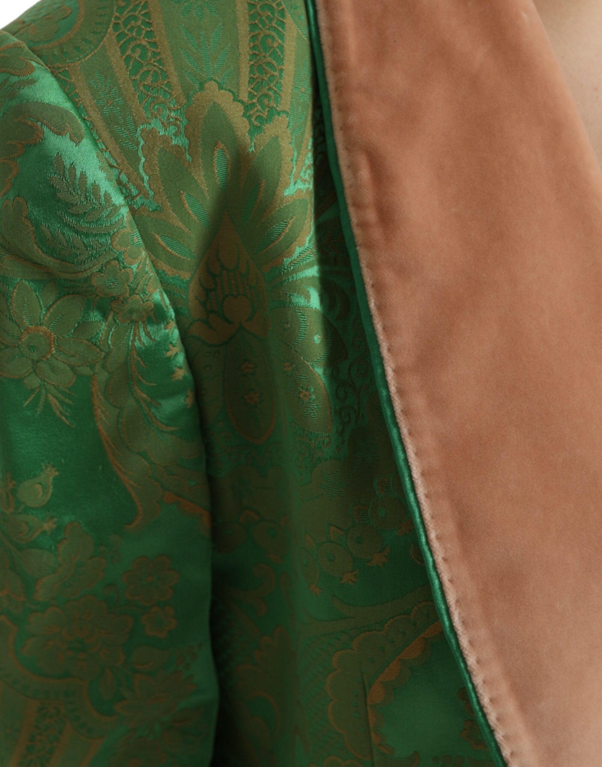 Dolce & Gabbana grüner doppelreihiger Mantel mit Blumenmuster
